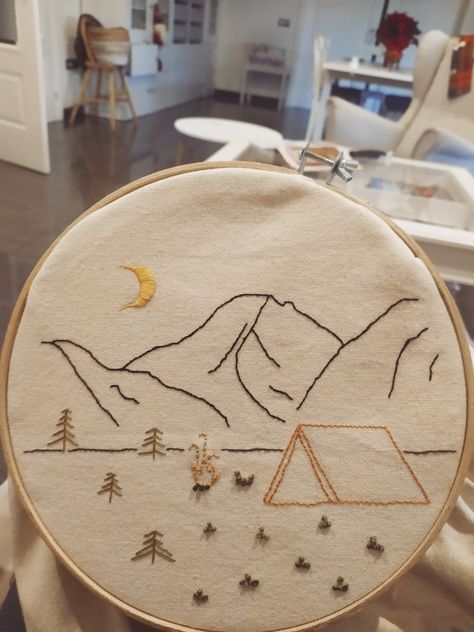 Sewing Projects, Sewing, Embroidery Patterns, Cross Stitch, Embroidery, Mountain Embroidery Shirt, Embroidery Mountains, Shirt Embroidery, Pattern