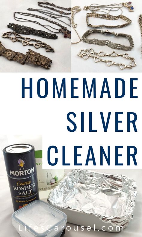 Cleaning Silver Jewelry With Aluminum Foil, Diy Silver Cleaner Remove Tarnish, Home Made Silver Jewelry Cleaner, Tarnished Jewelry Cleaning, Homemade Jewelry Cleaner Silver, Best Way To Clean Silver Jewelry, How To Make Silver Shine Again, How To Restore Silver Jewelry, How Can I Clean My Silver Jewelry