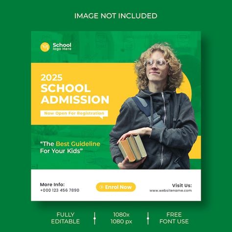 School admission social media post and w... | Free Psd #Freepik #freepsd #college-admission #education-post #education-social-media #admission-poster Class Poster Design, College Banner, Education In Germany, College Poster, Admissions Poster, Poster School, Education Poster Design, Education Banner, Class Poster