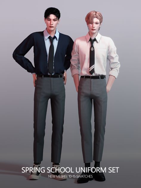 Sims 4 Men Clothing, Sims 4 Male Clothes, Sims 4 Traits, Sims 4 Anime, Spring School, Pelo Sims, Sims 4 Body Mods, Sims 4 Cc Folder, Sims 4 Teen