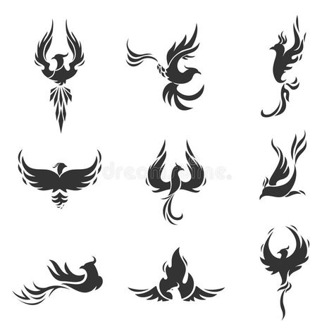Phoenix Rib Tattoo Men, Bird Symbol Tattoo, Ornamental Phoenix Tattoo, Bird Stylized, Phoenix Symbol, Tato Phoenix, White Background Template, Bird Symbol, Small Phoenix Tattoos