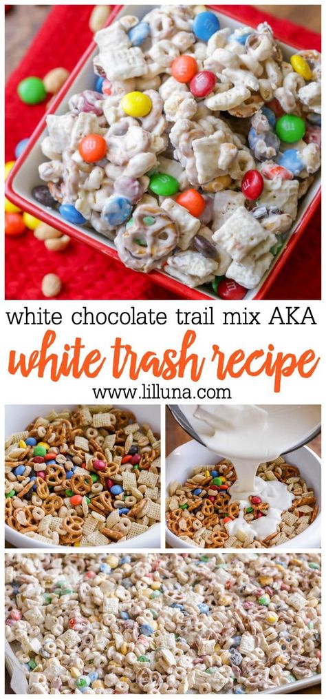 White Trash Snack Mix, Trash Recipe, White Trash Recipe, Sweet Appetizers, Chocolate Chex Mix, Chocolate Trail Mix, Puppy Chow Chex Mix Recipe, Chocolate Chex, Chex Mix Puppy Chow