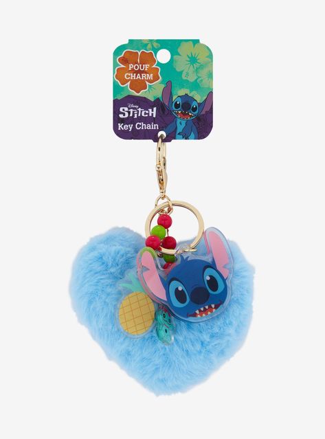 Get the perfect tropical companion for your bag or keys with this Lilo & Stitch key chain! Featuring a fuzzy  plush heart charm  and beaded Stitch and pineapple charms. Comes with a gold-tone key ring and trigger hook. Nature, Stitch Birthday Gifts, Stitch School Supplies, Stitch Key Chain, Stitch Pineapple, Stitch Room, Lilo And Stitch Toys, Stitch Merchandise, Stitch Things