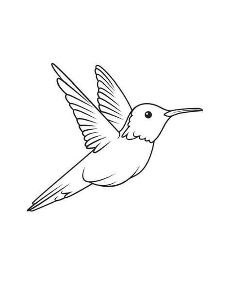 Bird Drawing Step By Step, Bird Flying Drawing, Drawing Birds Easy, Bird Drawing Ideas, Humming Bird Drawing, Easy Bird Drawing, Draw A Bird, Bird Outline, Bird Doodle