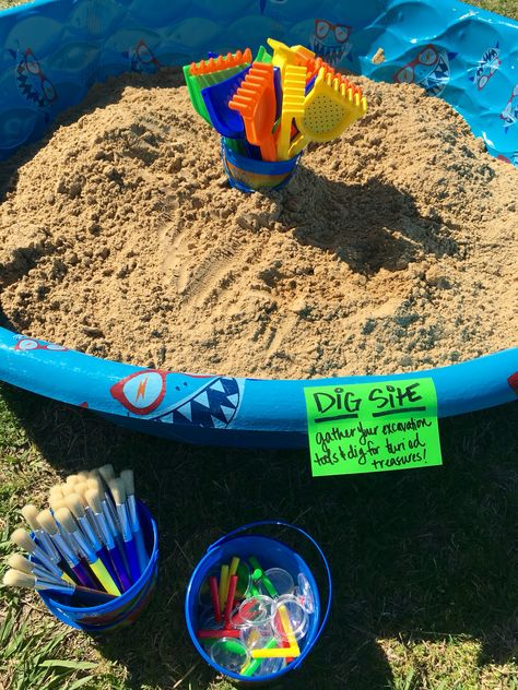 Dinosaur Party Ideas Activities, Dino Pool Party Dinosaur Birthday, Dinosaur 3rd Birthday Party Games, Food Ideas For Dinosaur Party, Dinosaur Party Games Activities, Dinosaur Water Party, Dinosaur Decorations Party Diy, Dinosaur Birthday Party At The Park, Outside Dinosaur Birthday Party