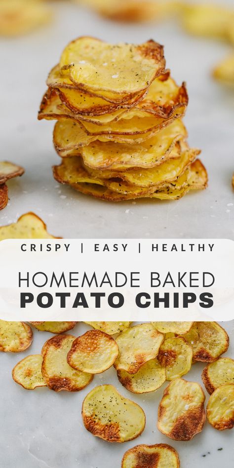 Homemade Baked Potato Chips, Potato Chips Recipe, Baked Potato Chips, Potato Chip Recipes, Healthy Potatoes, Food Recipes Vegetarian, Food Recipes Ideas, Homemade Chips, No Going Back