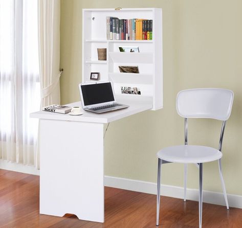 Hide Away Table Convertible, Storage Home Office, Folding Computer Desk, Wall Mounted Table, Desk With Hutch, Home Office Colors, Floating Desk, Storage Home, Desk Hutch