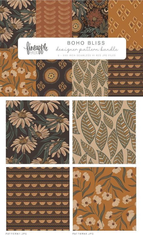 Boho Bliss Pattern Bundle. Compatible with: Adobe Illustrator, Adobe Photoshop. File Size: 22.71 MB. DPI: 300 Patchwork, Bohemian Fabric Patterns, Boho Fabric Pattern, Boho Designs Pattern, Boho Prints Pattern, Bohemian Pattern Art, Bohemian Design Pattern, Boho Motifs, Boho Fabrics