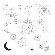 121 Boho Elegant Sun And Vintage Moon Tattoo Illustrations & Clip Art - iStock