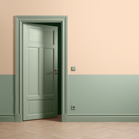 Two Tone Hallway, Wall Paint Interior, Paint Doors Interior, Paint For Interior Walls, Hallway Wall Colors, Light Airy Bedroom, Painted Hallway, Two Tone Walls, Hallway Paint
