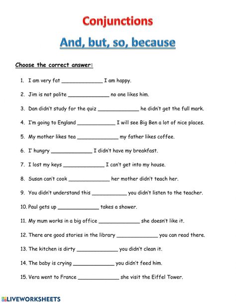 So And But Worksheet, And But Because Worksheet, Gr 4 English Worksheets, And And But Worksheets, So And Because Worksheet, Connectives Worksheet For Grade 4, Conjunctions Worksheet Class 4, Class 6 English Worksheet, And But So Because Worksheet