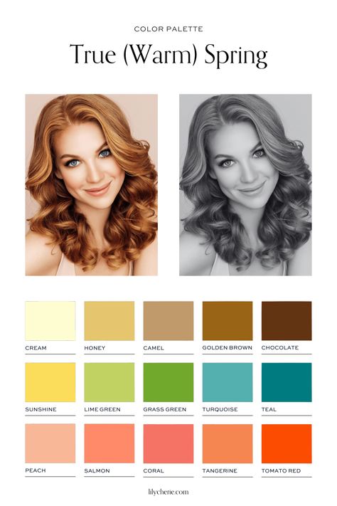 True (Warm) Spring: The Ultimate Seasonal Color Guide True Spring Palette, Warm Spring Palette, True Spring Color Palette, Warm Spring Color Palette, Warm Spring Outfits, True Spring Colors, Light Spring Color Palette, Seasonal Color Palette, Warm Hair Color