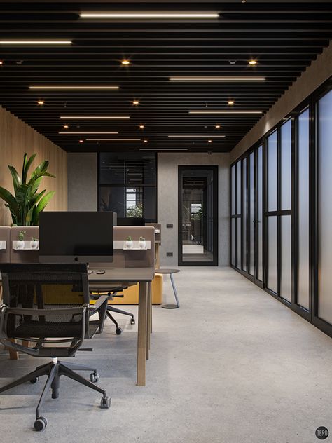 Modern Office Design Inspiration, Interior Design Tips And Tricks, Small Office Design Interior, Workstations Design, Design Tips And Tricks, Office Ceiling, Company Office, Small Office Design, Office Design Inspiration