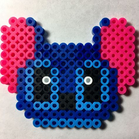 Perler beads lilo and stitch 拼豆子 Fuse Beads Stitch, Perler Beads Stitch Disney, Stitch Pearl Beads, Lilo And Stitch Perler Beads, Pyssla Stitch, Perler Beads Stitch, Stitch Perler Bead Pattern, Stitch Perler Beads, Ikea Beads