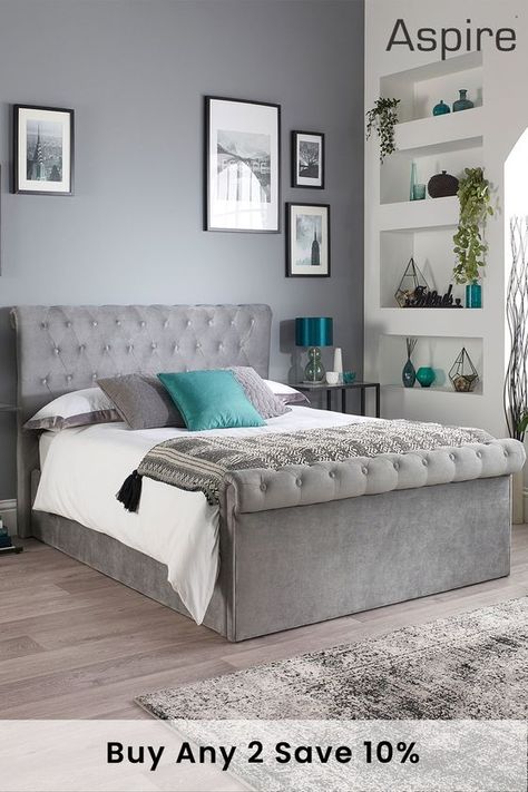 Aspire Furniture Chesterfield Storage Ottoman Bed Chesterfield Ottoman, Small Double Bed, Ottoman Storage Bed, Affordable Bedding, Superking Bed, Ottoman Storage, Velvet Ottoman, Bed Dimensions, Grey Furniture