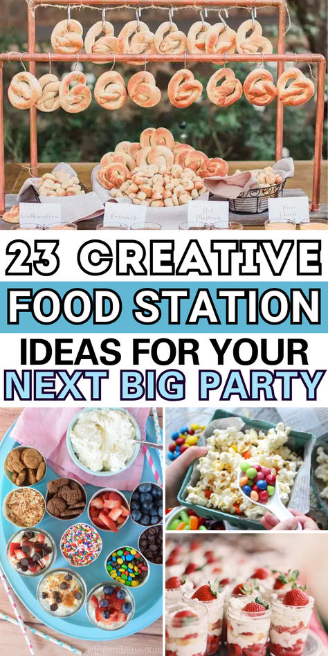 Discover creative and delicious food station ideas to elevate your next party! From build-your-own taco bars to gourmet popcorn stations, these ideas will wow your guests and keep them coming back for more. Perfect for weddings, birthdays, and any special event. Food Ideas For Work Parties, Cheap Nacho Bar, Build Your Own Party Food, Baked Potato Station, Nacho Station Bar Ideas, Italian Food Bar Ideas, Party Bus Food, Magical Food Ideas, Craft Services Food Ideas