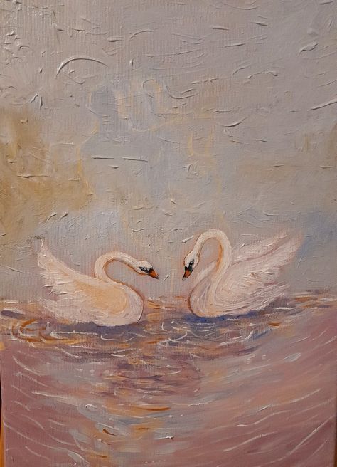 Swan 🦢 Couqutte Paintings, Swan Drawing Aesthetic, Coquette Painting Easy, Swan Painting Acrylic, Swan Acrylic Painting, Swan Lake Painting, Swan Paintings, Swan Lake Wallpaper, Swans Painting