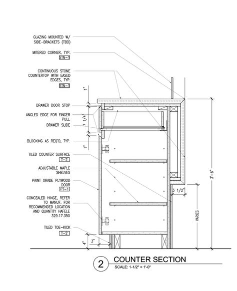 Gallery - Compartes Melrose / AAmp Studio - 23 Furniture Details Drawing, Detail Arsitektur, Millwork Details, Drawing Furniture, Reception Desk Design, Cabinet Detailing, Joinery Details, Furniture Details Design, Construction Documents