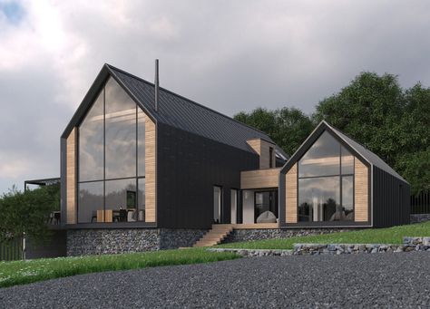 2 Story Modern Ranch House, Scandinavian Barn House, Gable House, 500 Euro, Nordic House, Farmhouse Architecture, Cozy Outdoor, Modern Barn House, 카페 인테리어 디자인