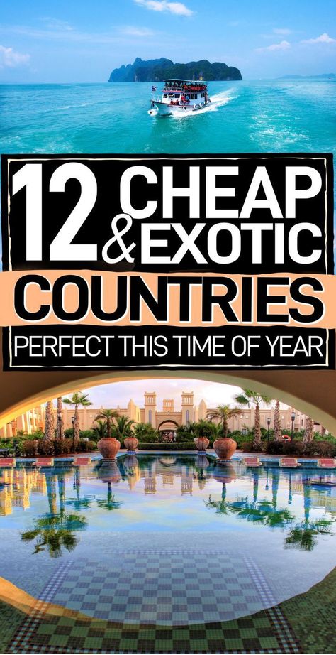 Exotic destinations to travel on a budget that are perfect this time of year. If you want to travel abroad, these are the 12 cheap countries to visit that'll whisk you away to a sunny place! #Travel #TravelTips #BudgetTravel Travel On A Budget, Travel Cheap Destinations, Cheap Places To Travel, Exotic Holiday, Us Travel Destinations, Countries To Visit, Ways To Travel, Travel Alone, Cheap Travel