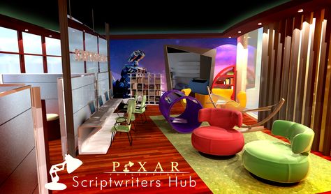 Pixar - Scriptwriters Hub Animation Studio Office, Animation Office Interior Design, Animation Office, Pixar Offices, Brainstorming Room, Pickled Egg, Pixar Animation, Office Interior Design Modern, Animation Studios