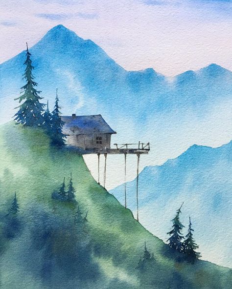 Watercolour Buildings, Marvel Paintings, Watercolor House Painting, Watercolor Scenery, Watercolor Paintings Nature, Watercolor Art Landscape, Watercolor Blog, Tinta China, Flower Painting Canvas