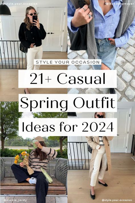 21+ Cute & Casual Spring Outfit Ideas for 2024. Need some ideas for spring outfits? Check out the top spring trends and styles for 2024, along with cute and casual outfit ideas that you'll love! Explore the best neutral, chic, and laid-back looks for women during this transitional season. Spring 2024 fashion trends Effortless Spring Outfit, Slouchy Knit Sweater, Jeans Outfit Spring, Stylish Spring Outfit, Spring Jeans, 2024 Fashion Trends, Spring Work Outfits, Spring Outfit Ideas, Outfit Primavera