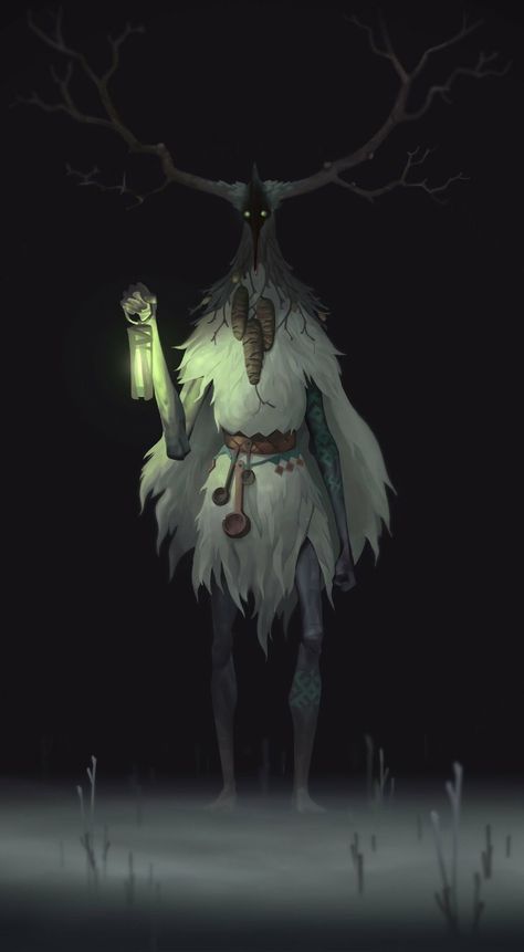 Forest Spirit 3, Aleksandr Nikonov on ArtStation at https://www.artstation.com/artwork/4n8L4 Vaesen Rpg Art, Spirit Artwork, Spirits Art, Spirit Drawing, Forest God, Moon Spirit, Guerriero Samurai, Spirit Of The Forest, Arte Occulta