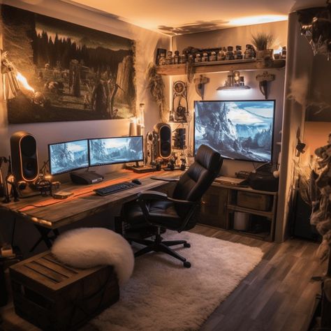 Games Room Inspiration, Modern Home Offices, Home Studio Setup, Interior Design Per La Casa, Bedroom Setup, Computer Room, Gaming Room Setup, Design Apartment, Gamer Room