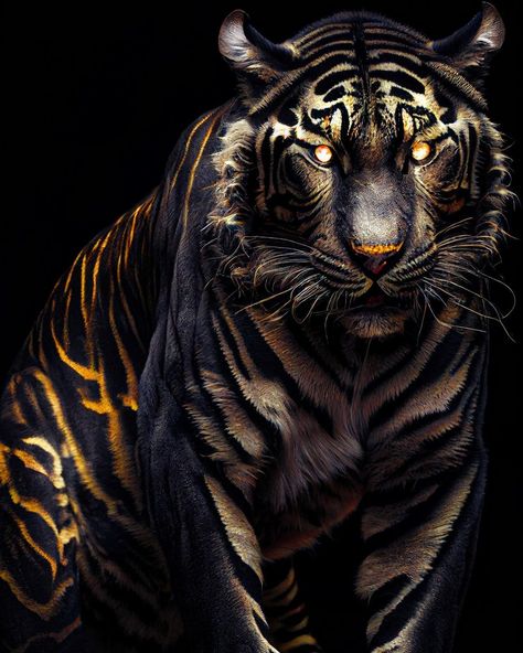 Tiger Artwork, Lion Photography, Gold Tiger, Queens Wallpaper, Výtvarné Reference, Devian Art, Black Jaguar, Artist Instagram, Artistic Pictures