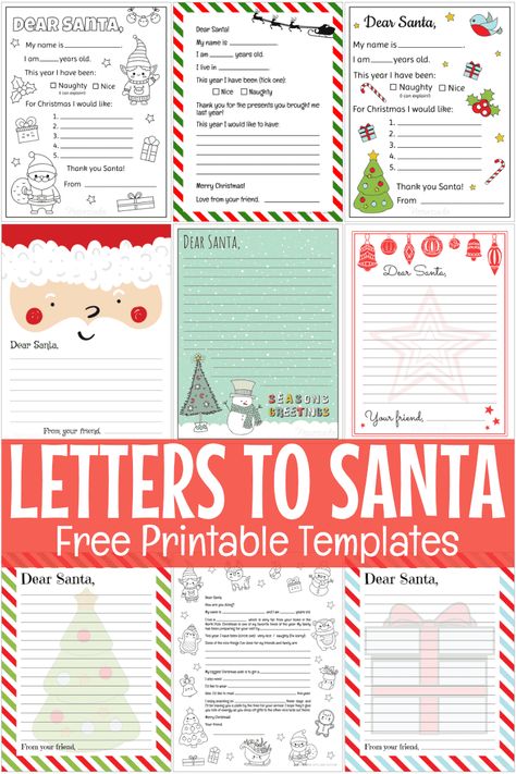 Letter To Santa Free Printable, Santa Free Printable, Template Printable Free, Letter To Santa Template, Printable Letter To Santa, Santa Writing, Santa Template, Santa Letter Template, Letters To Santa