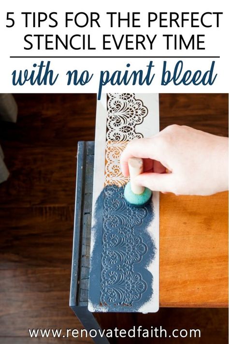 Upcycling, Blonde Dresser, Stencil On Wood, Diy Stencil Patterns, Stenciled Curtains, Lace Stencil, Reclaimed Table, Stencils Tutorials, Stencil Wood