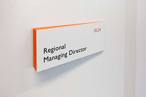 The signage system we designed employs colour and materials in their simplest form. The signage system suits the spirit of its surrounding, communicating information clearly without being intrusive. Studio Dumbar, Ada Signage, Office Graphics, Room Signage, Door Signage, Wayfinding Signage Design, Office Signage, Wayfinding Signs, Wall Signage