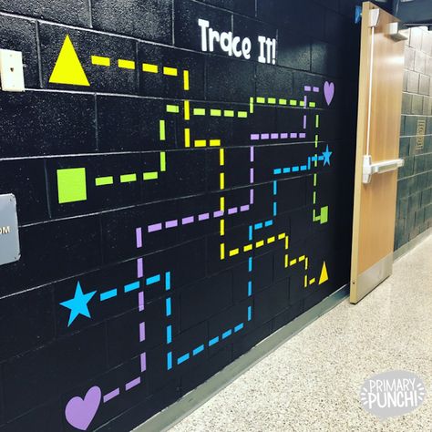 Interactive Hallway | Primary Punch Group Time Wall Preschool, Sensory Break Room, Sensory Pressure Activities, Aba Therapy Room Decor, Sensory Wall Ideas Classroom Preschool, Sensory Room Mural, School Occupational Therapy Room, Reset Rooms For School, School Beautification Ideas