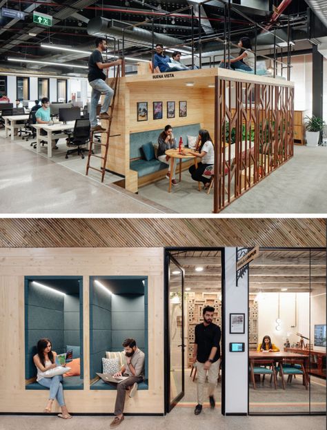 Work Cafe Office Coworking Space, Creative Open Space Office, Open Coworking Space, Creative Offices Workspaces, Open Office Decorating Ideas, Working Cafe Design, Modern Coworking Office Design, Best Office Space Design, Breakout Spaces In Offices