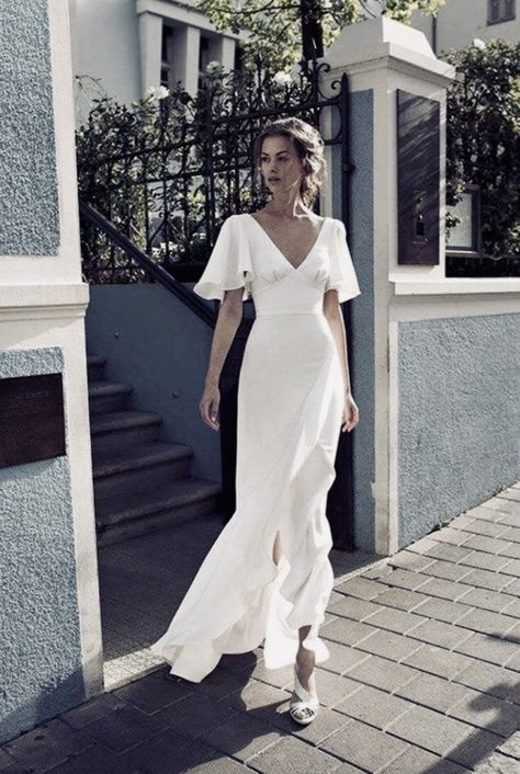 Wedding Dress Rose, V Neck Prom Dress, Teenage Dress, White Party Dress, Dress Half Sleeve, 파티 드레스, White Evening Dress, V Neck Prom Dresses, Evening Dresses With Sleeves