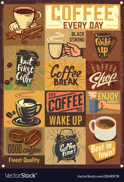 Cafe Posters Coffee Art Prints, Retro Cafe Design, Vintage Cafe Decor, Cafe Illustration Art, Fig Coffee, Vintage Design Poster, Vintage Coffee Poster, Coffee Designs Art, Cafe Poster