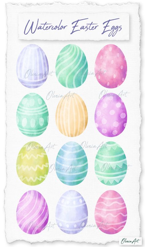 Pastel, Watercolour Easter Eggs, Easter Egg Watercolor Painting, Watercolor Easter Eggs Paintings, Easter Eggs Watercolor, Easter Egg Watercolor, Easter Eggs Illustration, Happy Easter Clipart, Watercolor Easter Eggs