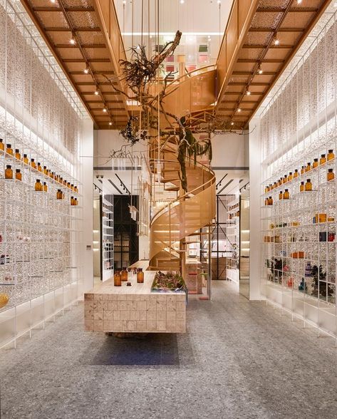 Chemical reaction: a modern holistic haven in Taiwan reinvents the pharmacy Pharmacy Pictures, Asma Kat, Staircase Interior Design, Photography Studio Design, Staircase Railing, Dental Office Design Interiors, Hotel Lobby Design, Clothing Store Interior, Railing Ideas