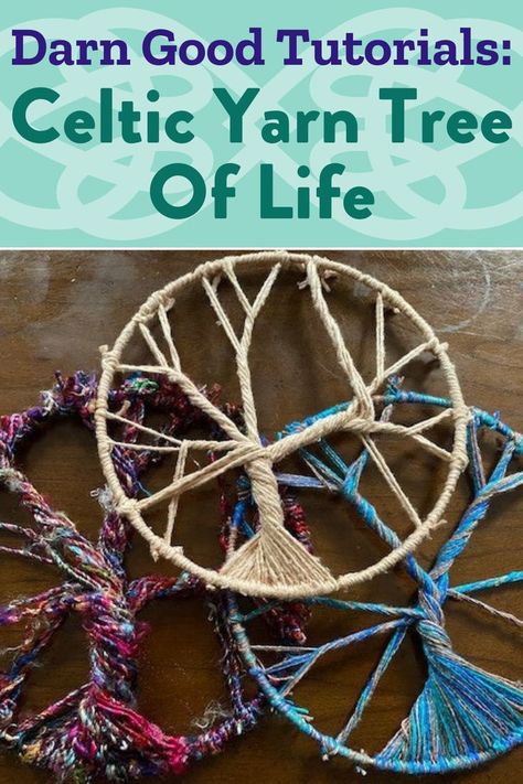 This Celtic Yarn Tree of Life is made out of totally recycled yarn, following with the traditional meaning behind the Celtic symbol; harmony and balance. This is a great craft for leftover yarn! #ratherbeknitting #Knittersgonnaknit #yarnspirations #yarnaholic #craftaholic #knittersoftheworld #crochettersoftheworld #handmadewithlove #nevernotknitting #Adultcraftingkits #Datenightcraftideas #Girlsnightcraftideas #celtic #harmony #peace #leftoveryarn #recycledyarn #CelticSymbol Wool Yarn Crafts, Crochet Tree Of Life Pattern Free, Camp Crochet, Crafts Using Yarn, Art Yarn Projects, Yarn Projects For Kids, Yarn Crafts For Adults, Things To Do With Yarn, Teen Craft Ideas