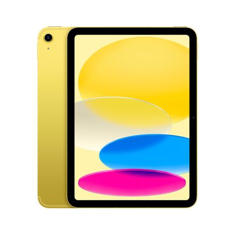 Colorfully reimagined and more versatile than ever. With an all-screen design,10.9-inch Liquid Retina display,¹ and four gorgeous colors. iPad delivers a powerful way to create, stay connected, and get things done. What's in the Box • 10.9-inch iPad • USB-C Charge Cable • USB-C Power Adapter Legal Accessories sold separately and subject to availability. Compatibility varies by generation. Apps are available on the App Store. Title availability is subject to change. Third-party software sold sepa Ipad Yellow, Tablet Samsung Galaxy, Led Backlight, Apple Brand, Back Camera, Barometer, Apple Ipad Air, Ipad Keyboard, Bluetooth Keyboard