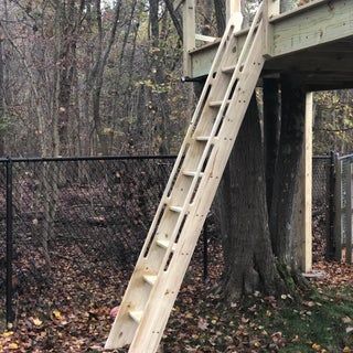 Tree House Ladder, Craftsman Attic, Playhouse Ladder, Ships Ladder, Ladder Tree Stands, Play House Makeover, House Ladder, Wooden Step Ladder, Ship Ladder