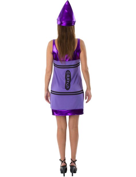 Womens Purple Crayon Halloween Costume | Halloween Costumes Women -- Click the image for added details. (This is an affiliate link). Purple Crayon Costume, Crayon Fancy Dress, Crayon Halloween Costume, Teachers Dress, Group Fancy Dress, Crayon Dress, Crayon Costume, Hen Party Outfits, Teacher Costumes