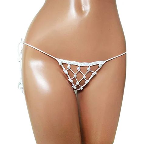 Amazon.com: White Crochet Micro Bikini Extreme Crotchless See Through G-string Bikini Bottom : Handmade Products Pink Camo, Crochet, Micro Lingerie, Fish Net, White Crochet, Handmade Products, Crochet Bikini, String Bikinis, For Women