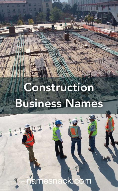 10 professional and catchy construction business name ideas. Construction Names Ideas, Building Names Ideas, Company Name Ideas Business, Creative Business Names List, Construction Company Names, Names For Companies, Business Company Names, Unique Business Names, Building Sand