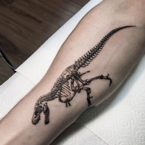 Tattoo Ideas Small Dinosaur, Dinosaur Stencil Tattoo, T Rex Tattoo Skeletons, Dinosaur Tattoo Skeleton, Skeleton Dinosaur Tattoo, Dinosaur Tattoo Men, Trex Skeleton Tattoo, Hammerhead Shark Tattoo Ideas, T. Rex Tattoo