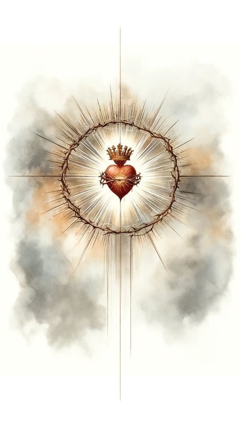 Sacred Heart Watercolor, Bible Minimalist Art, Christian Home Design, Sacred Heart Of Jesus Wallpaper, Catholicism Art, Holy Aesthetic, Sacred Heart Of Jesus Art, Jesus Watercolor, Sacred Love