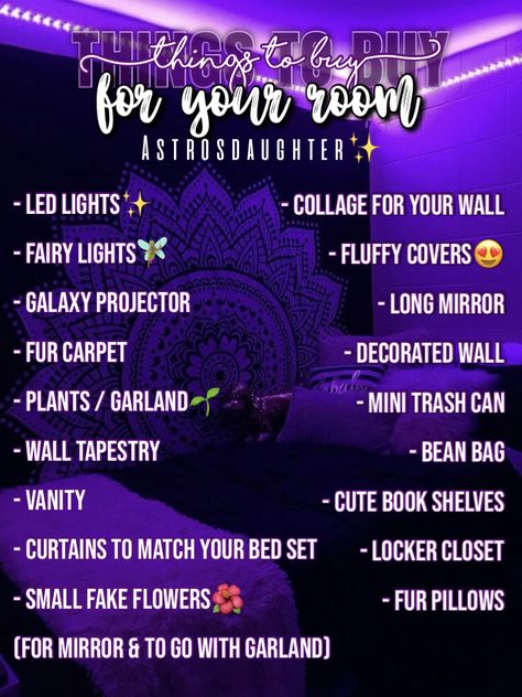 Things I Need In My Room, Things For Bedroom List, Bedroom List Ideas, Room Decor List Ideas, Stuff To Get For Your Room, Stuff To Decorate Your Bedroom, Stuff To Buy For Your Room, Aesthetic Room Inspiration Baddie, Room Ideas For Teen Girls Aesthetic