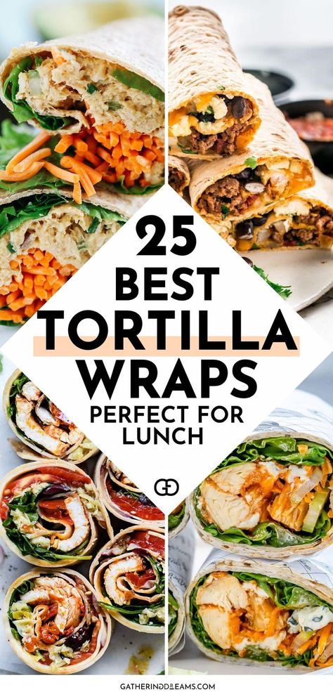 Tortilla Wrap Recipes Veggie Tortilla Wraps, Quick Grab And Go Meals, Tortilla Wrap Ideas, Tortilla Wrap Recipes, Grab And Go Lunch, Healthy Lunch Wraps, Wraps Recipes Easy, Hummus Wrap, Healthy Sandwich Recipes