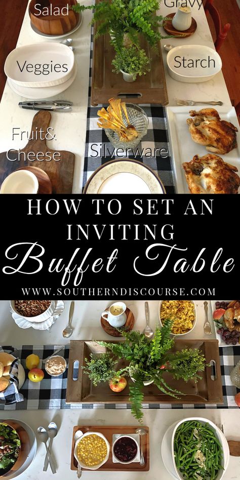 Essen, Thanksgiving Table Buffet, Thanksgiving Buffet Style, Pretty Buffet Tables Food Displays, Simple Thanksgiving Table Centerpieces, Appetizer Set Up Ideas Buffet Tables, Xmas Buffet Table Decor, Thanksgiving Brunch Buffet, Buffet Set Up Ideas Display